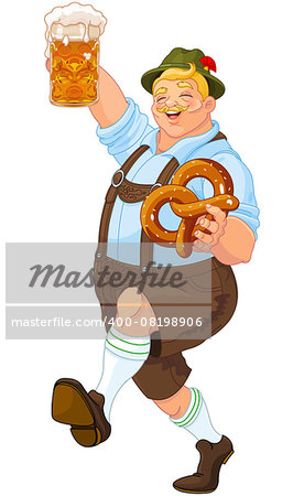Illustration of Oktoberfest guy celebrating