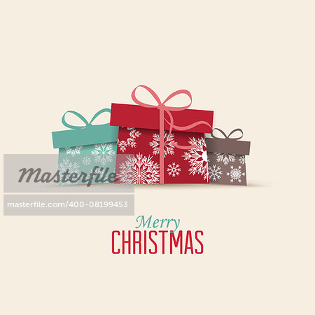 Retro decorative Christmas presents, Vector Christmas card