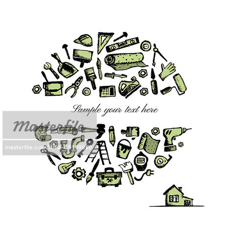 Repair home background, sketch for your design. Vector illustration