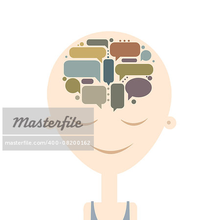 Human head and thoughts, concept design. Vector illustration