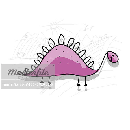 Dinosaur, funny sketch for your design. Vector illustration