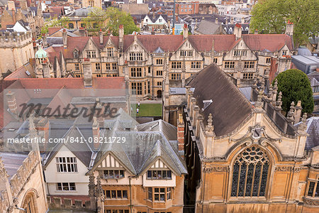 Aerial view of Brasenose College buildings in Oxford, Oxfordshire, England, United Kingdom, Europe