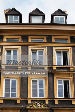 Windows of Building in Stare Miasto, Warsaw, Poland