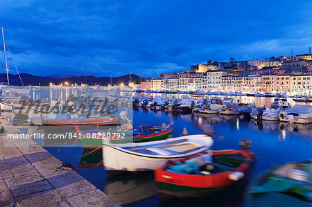 View over the harbour to Forte Falcone fortress, Portoferraio, Island of Elba, Livorno Province, Tuscany, Italy, Europe