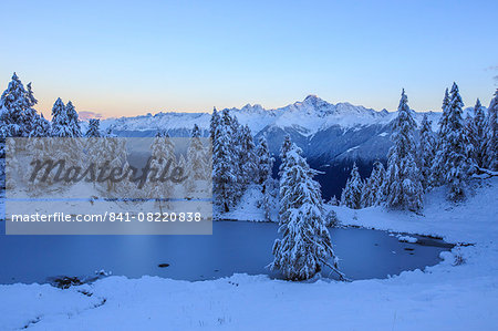 The frozen Casera Lake in autumn. Livrio Valley, Orobie Alps, Valtellina, Lombardy, Italy, Europe