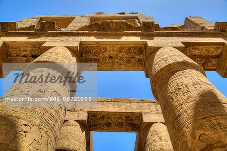 Columns in the Great Hypostyle Hall, Karnak Temple, Luxor, Thebes, UNESCO World Heritage Site, Egypt, North Africa, Africa