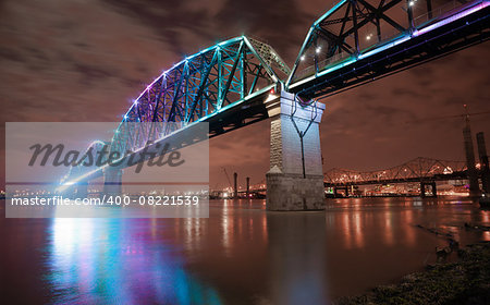 The Big Four Bridge is a six-span former railroad truss bridge that crosses the Ohio River, connecting Louisville, Kentucky, and Jeffersonville, Indiana, United States