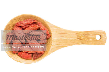 on a small wooden spoon isolated on white with a clipping path