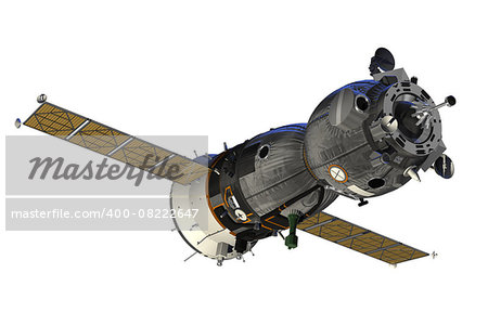 Spacecraft With Open The Solar Panels. 3D Model.