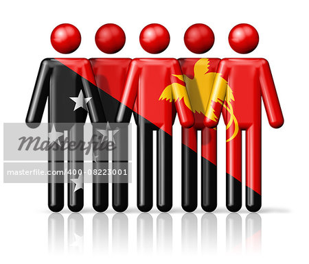 Flag of Papua New Guinea on stick figure - national and social community symbol 3D icon