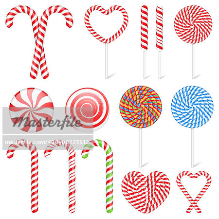 Set of different candies and lollipops, vector eps10 illustration