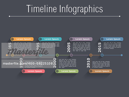 Timeline infographics design template, dark background, vector eps10 illustration