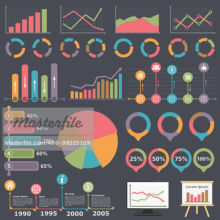 Business infographic elements collection, set of different graphs, charts and diagrams, vector eps10 illustration