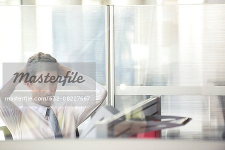 Exhausted office worker taking break