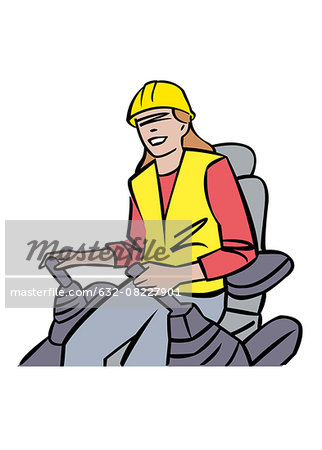 Illustration of female forklift operator