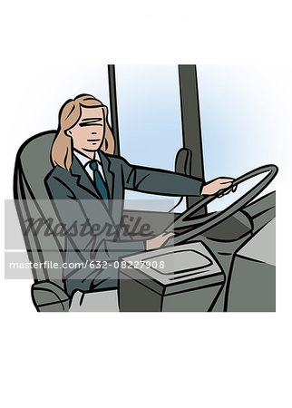 Illustration of female bus driver