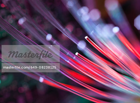 Fibre optics used to send data darting past computer circuit board Fibre optics used to send data darting past computer circuit board