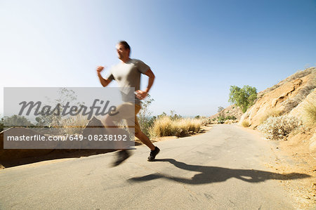 Young man, running, outdoors