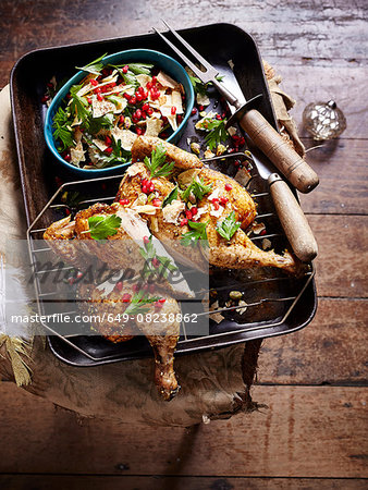 Butterflied chicken zaatar with pomegranate