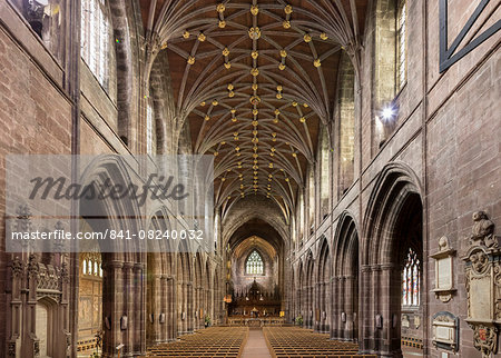 Chester Cathedral, interior looking East, Cheshire, England, United Kingdom, Europe