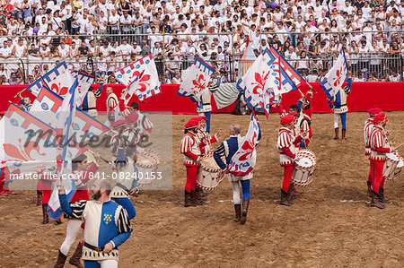 Traditional costumes at the Calcio Storico (Calcio Fiorentino) parade in Florence, Tuscany, Italy, Europe