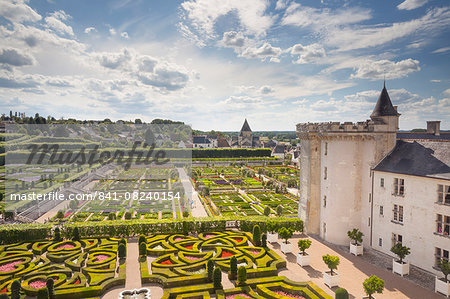 The maze-like gardens at the Chateau of Villandry, UNESCO World Heritage Site, Loire Valley, Indre et Loire, Centre, France, Europe