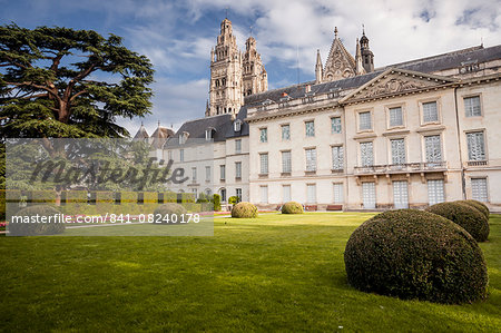 Looking across the gardens of Musee des Beaux Arts with Saint Gatien cathedral behind, Tours, Indre et Loire, Centre, France, Europe Looking across the gardens of Musee des Beaux Arts with Saint Gatien cathedral behind, Tours, Indre et Loire, Centre, France, Europe