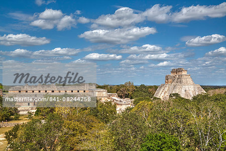 Pyramid of the Magician on right, and Nun's Quadrangle to the left, Uxmal, Mayan archaeological site, UNESCO World Heritage Site, Yucatan, Mexico, North America Pyramid of the Magician on right, and Nun's Quadrangle to the left, Uxmal, Mayan archaeological site, UNESCO World Heritage Site, Yucatan, Mexico, North America