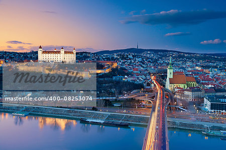 Image of Bratislava, the capital city of Slovakia during sunset.