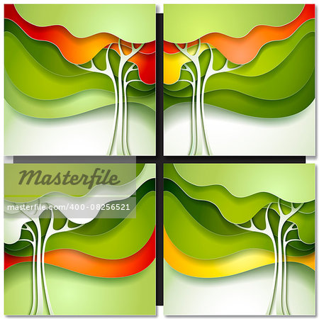 Autumn tree. Abstract paper design nature background.