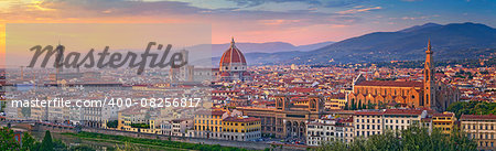 Panoramic image of Florence, Italy during beautiful sunset.