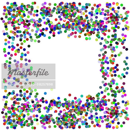 Colorful Confetti Frame Isolated on White Background