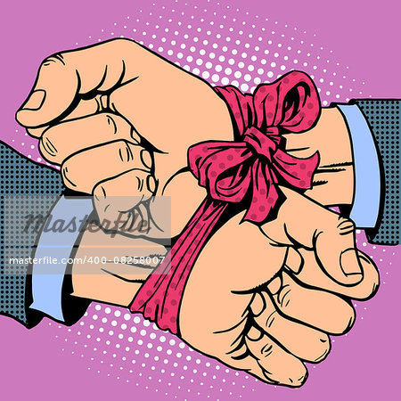 Hand tied ribbon pop art retro style