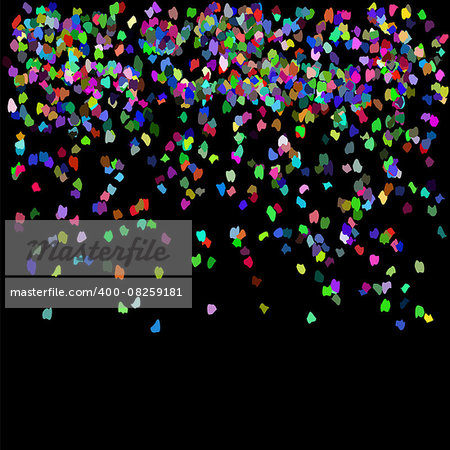 Falling Colorful Confetti Isolated on Dark Background.