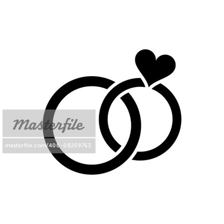 Black vector simple wedding rings pair icon isolated