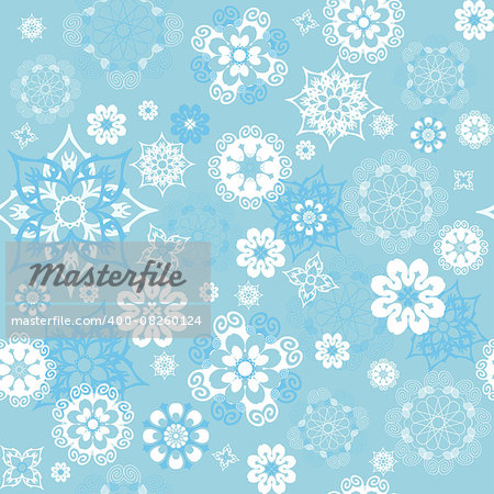 Vector seamless background with snowflakes. Abstract geometric winter seamless pattern
