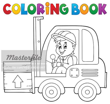 Coloring book fork lift truck theme 1 - eps10 vector illustration.