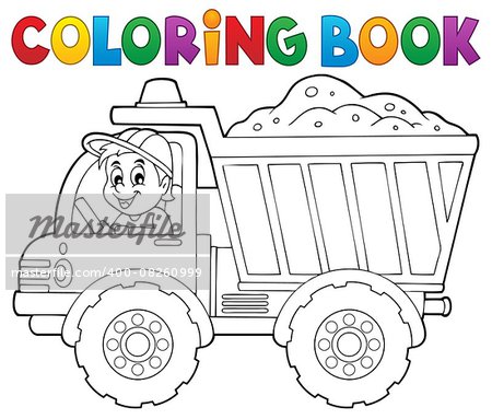 Coloring book sand truck theme 1 - eps10 vector illustration.