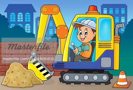 Excavator operator theme image 2 - eps10 vector illustration.