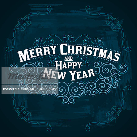 MERRY CHRISTMAS hand lettering, vintage vector Illustration