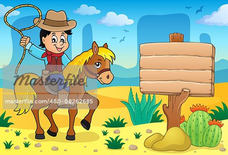Cowboy on horse theme image 4 - eps10 vector illustration.