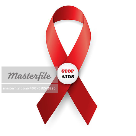 Vector illustration red ribbon - AIDS, HIV, heart disease, stroke awareness sign