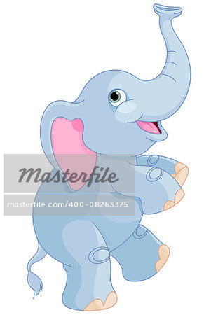 Illustration of very cute elephant dancing