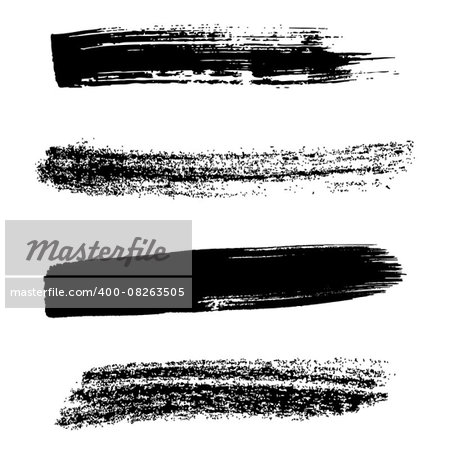 Various vector grunge black brush strokes collection