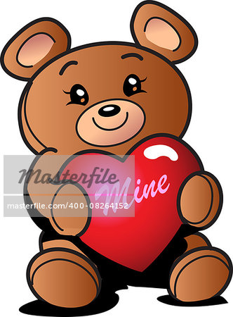 Cute Valentine's Day Teddy Bear with Heart That Says "Mine"