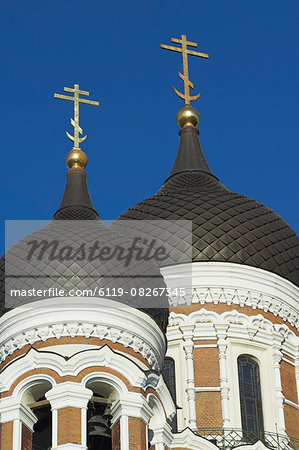 Domes of the Alexander Nevsky Cathedral, Russian Orthodox church, Toompea Hill, Tallinn, Estonia, Baltic States, Europe