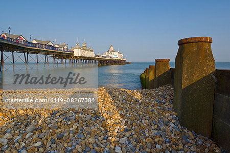 Eastbourne Pier, beach and groynes, Eastbourne, East Sussex, England, United Kingdom, Europe