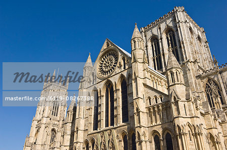 Side view of York Minster, northern Europe's largest Gothic cathedral, York, Yorkshire, England, United Kingdom, Europe