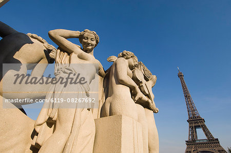 Stone Statues at Eiffel Tower,Paris,France