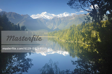 Lake Matheson, Mount Tasman and Mount Cook, Westland Tai Poutini National Park, UNESCO World Heritage Site, West Coast, Southern Alps, South Island, New Zealand, Pacific